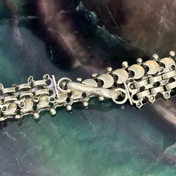 Vintage crescent moon 925 sterling silver bracelet - Picture 7 of 10